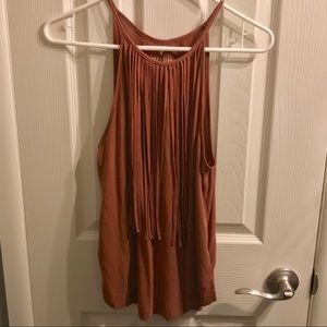 AEO Soft & Sexy Rust Fringe Tank | Size XS